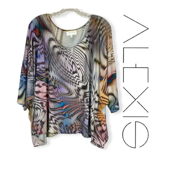 ALEXIS DOLMAN SLEEVE BLOUSE RAINBOW SAFARI SIZE XS RARE - Picture 1 of 9
